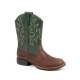 Roper Classic Faux Leather Western Boots - Kids, Brown/Green