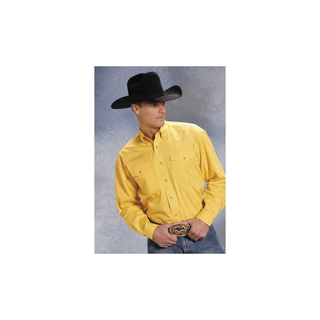 Roper Poplin Button Down - Mens , Long Sleeve, Yellow