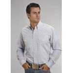 Stetson Mens Cotton Shirt Long Sleeve Shirt - Blue Check
