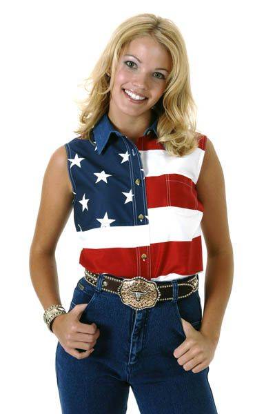 Roper Ladies Sleeveless USA Flag Shirt