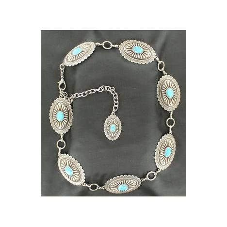 Ariat Turquoise Concho Chain Belt - Ladies, Silver