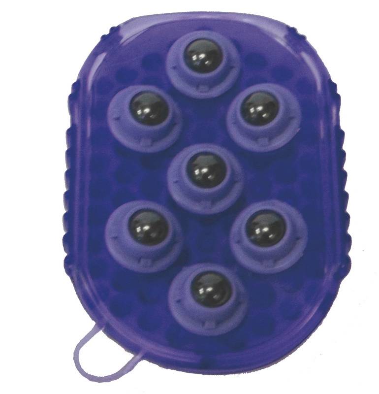 Blue Gel Groomer Massage Mitt with Rollers