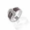 Kelly Herd Large Cognac & Clear Buckle Ring - Sterling Silver