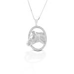 Kelly Herd Oval Halter Horsehead Necklace - Sterling Silver
