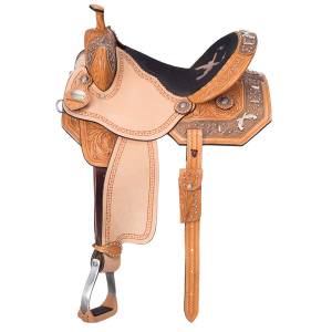 Silver Royal Youth Pistol Annie Barrel Saddle with  Brown Alligator Overlay