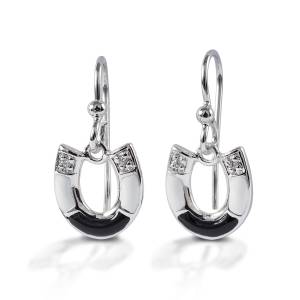 Kelly Herd Black & White Horseshoe Earrings - Sterling Silver