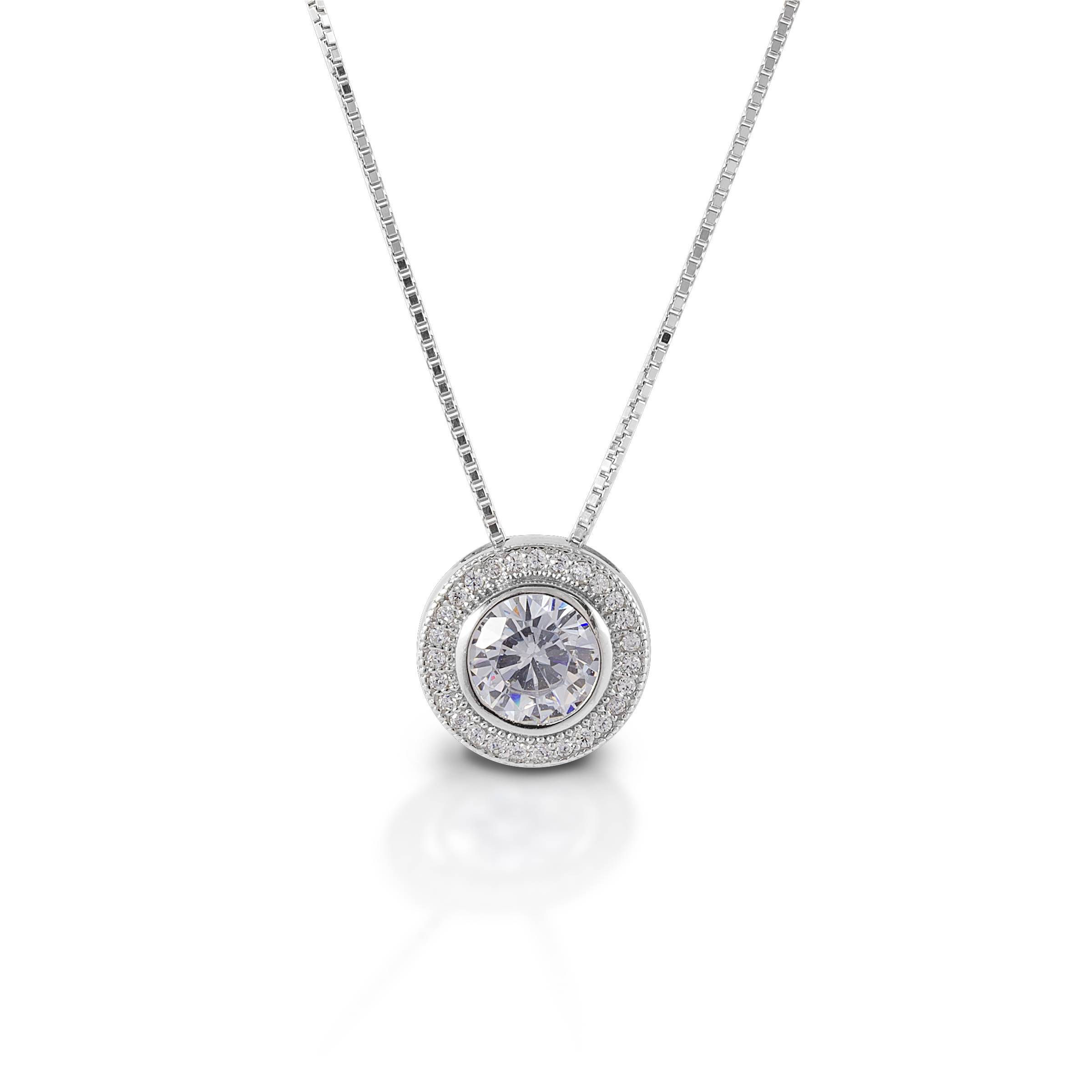 Kelly Herd Round Bezel Set Pave Necklace