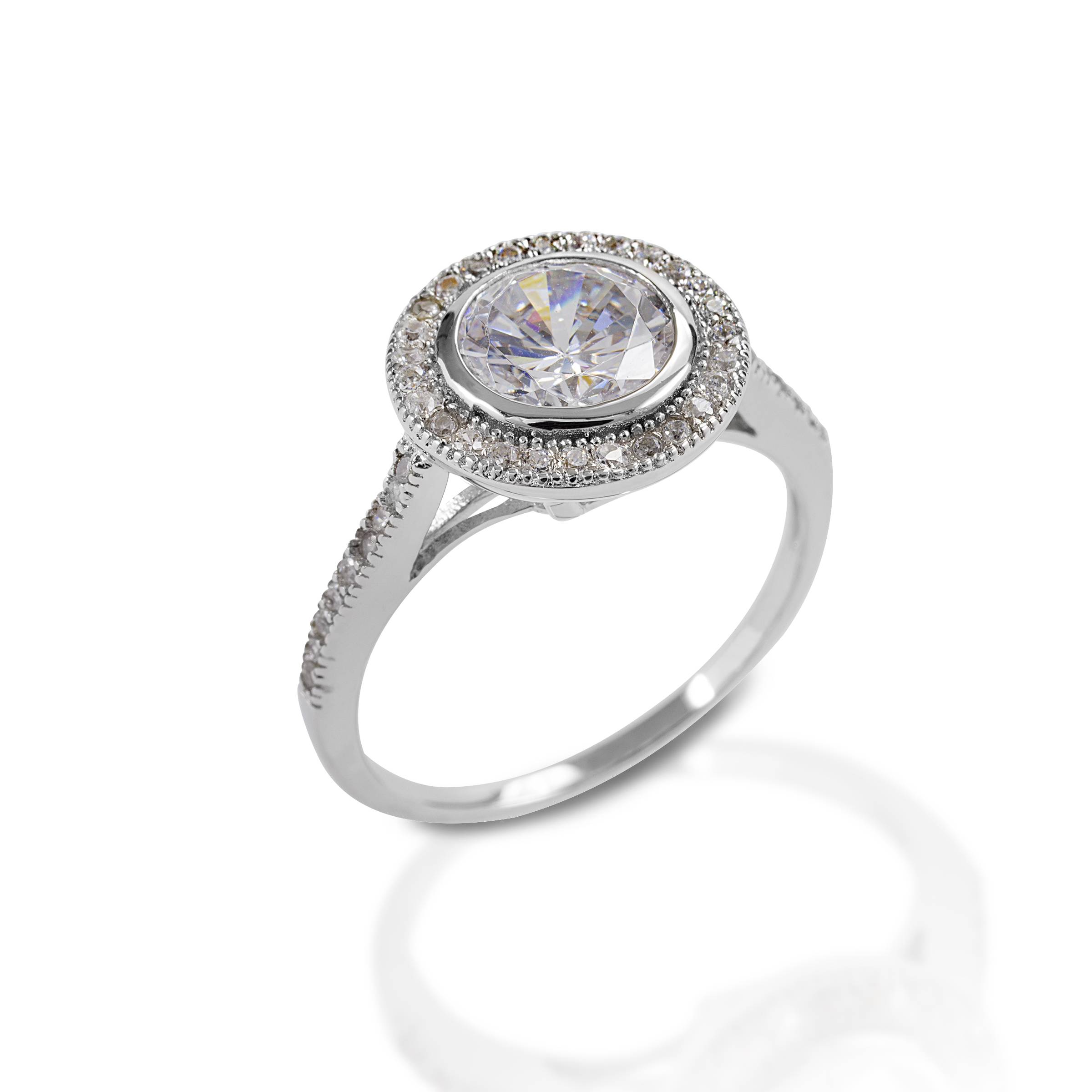 Kelly Herd Round Bevel Set Pave Ring