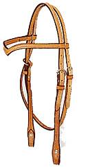 Tory Leather 5/8" V-Brow Headstall - Buckle & Chicago Screws
